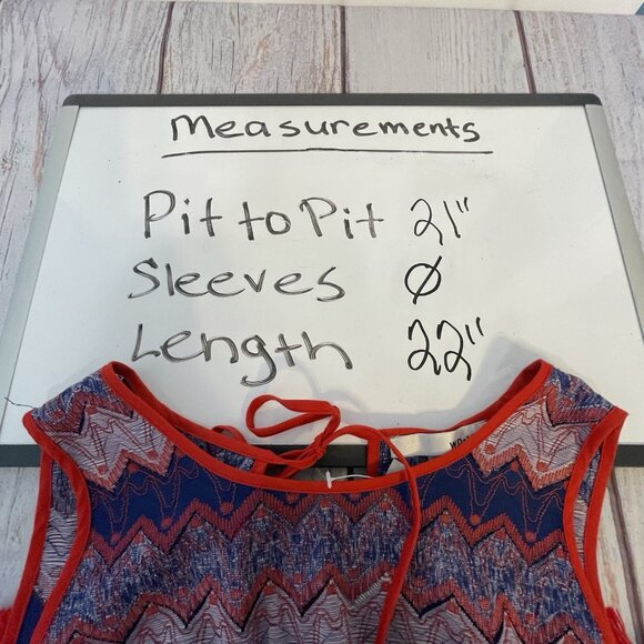 WD NY Women's Sleeveless‎ Tank Tunic Size XL Red Multi Color Chevron Tassels - Picture 10 of 13